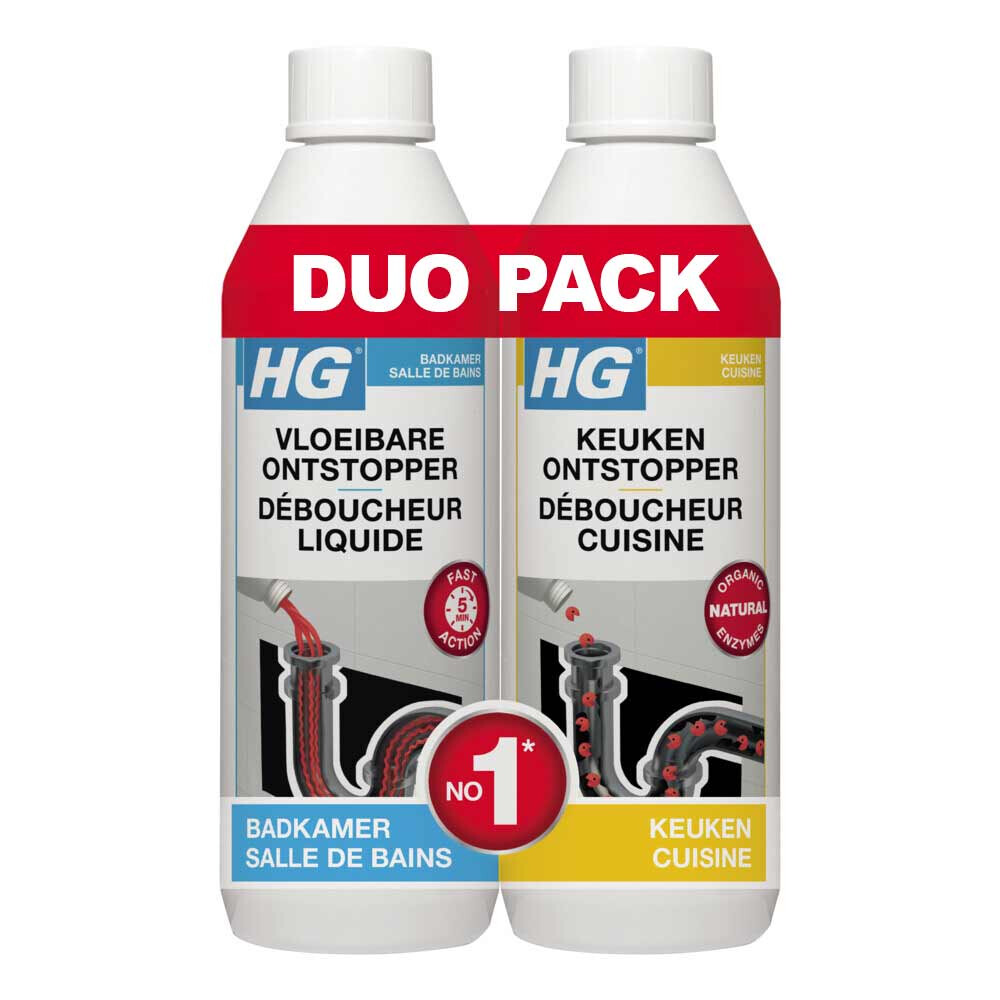 2+3 gratis: HG Vloeibare Ontstopper&Keukenontstopper Promopack 2 x 500 ml