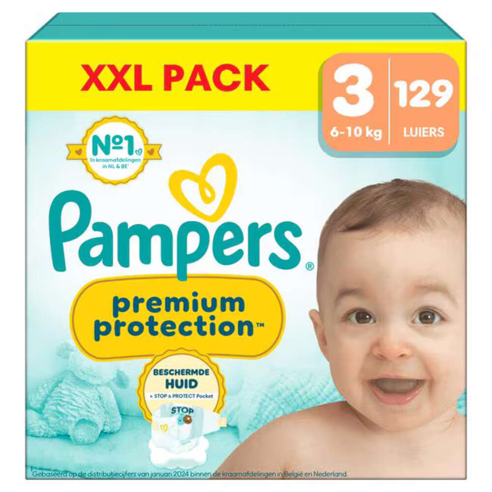 Pampers Premium Protection Luiers Maat 3 (6-10 kg) 129 stuks
