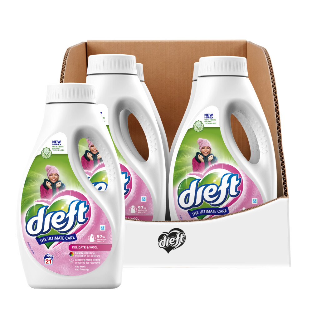 4x Dreft Vloeibaar Wasmiddel Delicate & Wool 21 Wasbeurten 945 ml