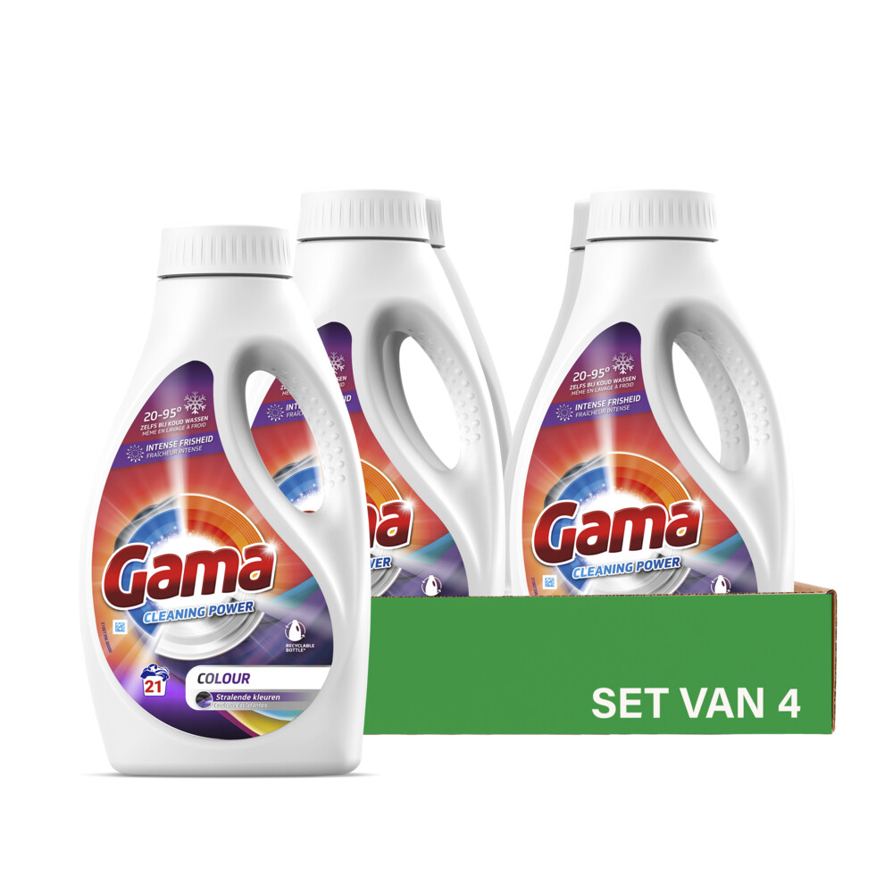 4x Gama Vloeibaar Wasmiddel Colour 21 Wasbeurten 945 ml