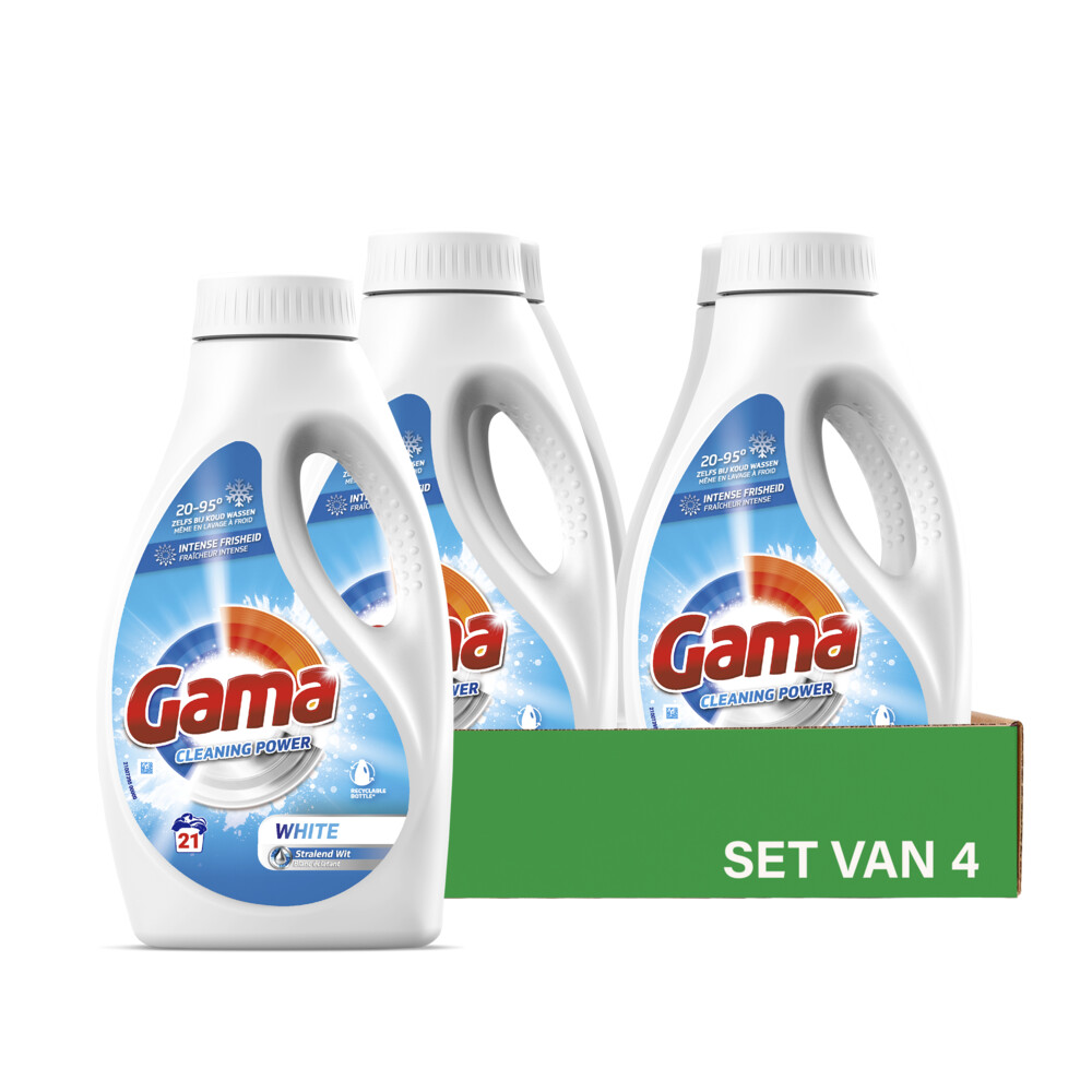 4x Gama Vloeibaar Wasmiddel White 21 Wasbeurten 945 ml