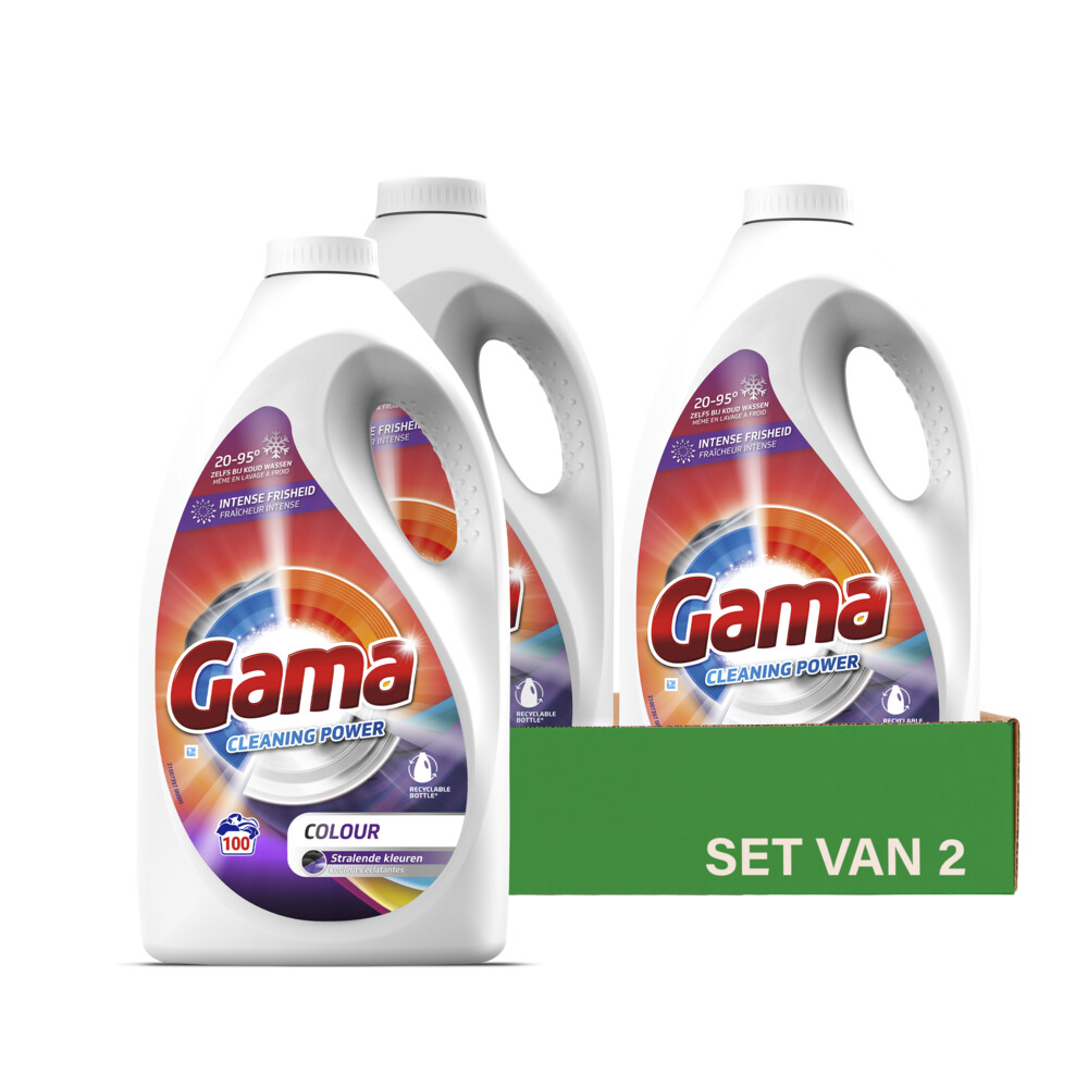 2x Gama Vloeibaar Wasmiddel Colour 100 Wasbeurten 4, 5 Liter