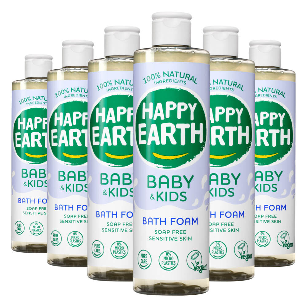 6x Happy Earth Baby & Kids 100% Natuurlijke Badschuim 300 ml