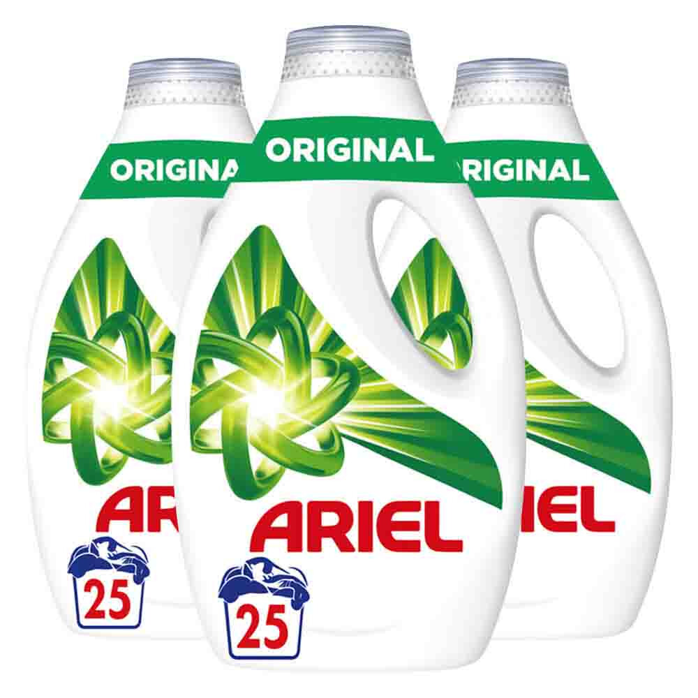 3x Ariel Vloeibaar Wasmiddel Original 25 Wasbeurten 1,125 liter