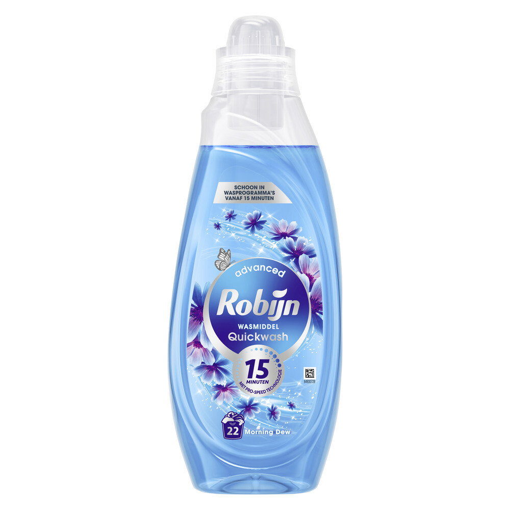 2+3 gratis: Robijn Advanced Quickwash Vloeibaar Wasmiddel Morning Dew 22 Wasbeurten 837 ml