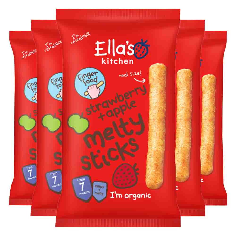 Ella's Kitchen 5x  Melty Sticks 7+ m Aardbei Appel 16 gr