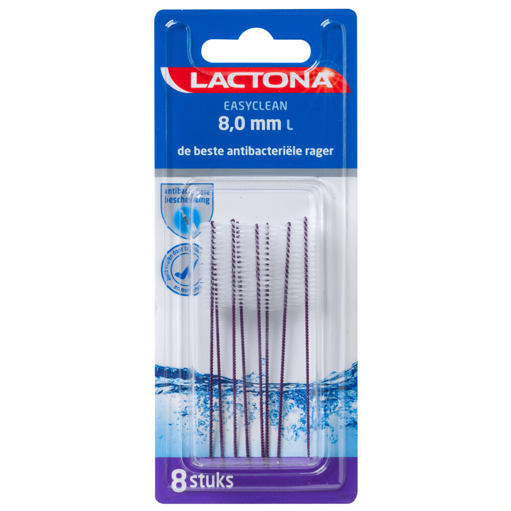 Lactona Ragers Easyclean L Paars Cilindrisch 8.0 mm 8 stuks