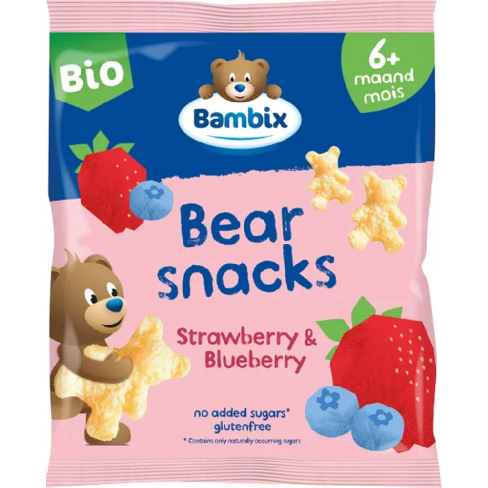 Bambix 3x  Bearsnacks Aardbei Bosbes 6+m 180 gr