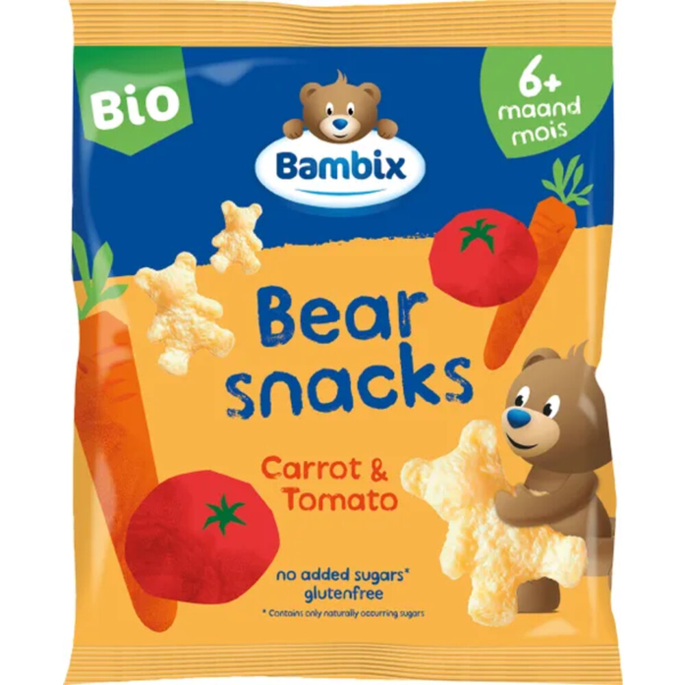 Bambix 3x  Bearsnacks Wortel Tomaat 6+m 30 gr