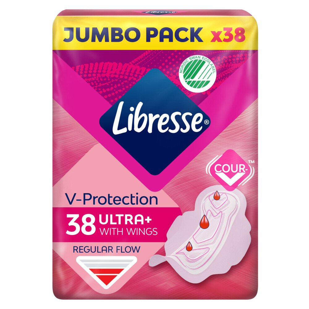 Libresse Ultra+ Regular Maandverband met Vleugels Jumbo Pack 38 stuks