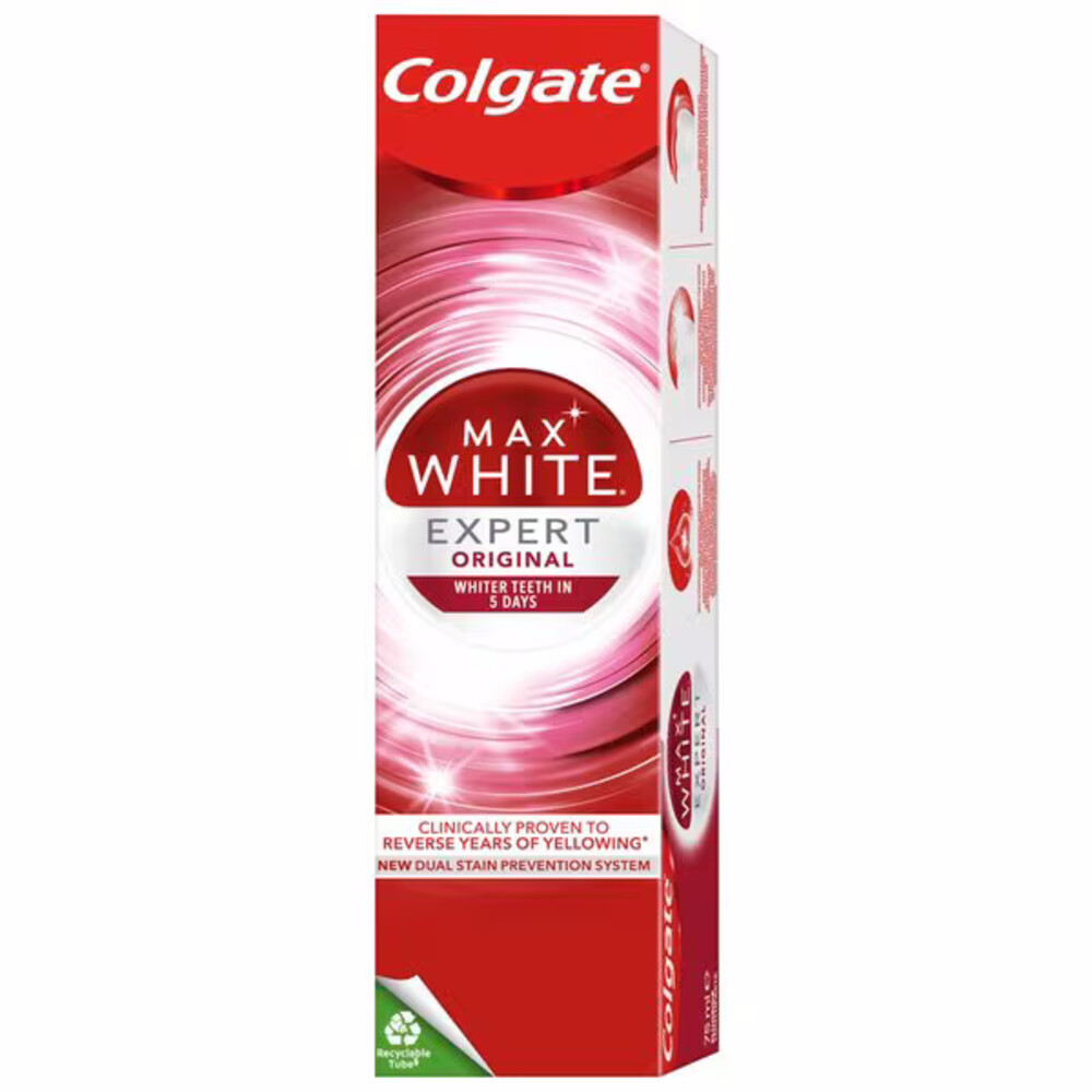 3+2 gratis: Colgate Tandpasta Max White Expert Original 75 ml