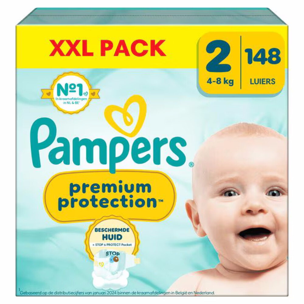 Pampers Premium Protection Luiers Maat 2 (4-8 kg) 148 stuks
