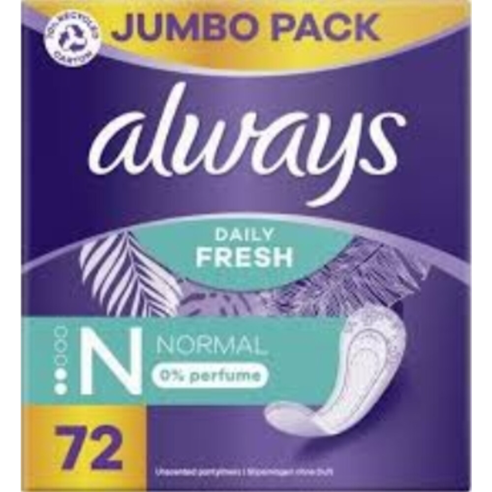 Always Daily Fresh Inlegkruisjes Normal 72 stuks