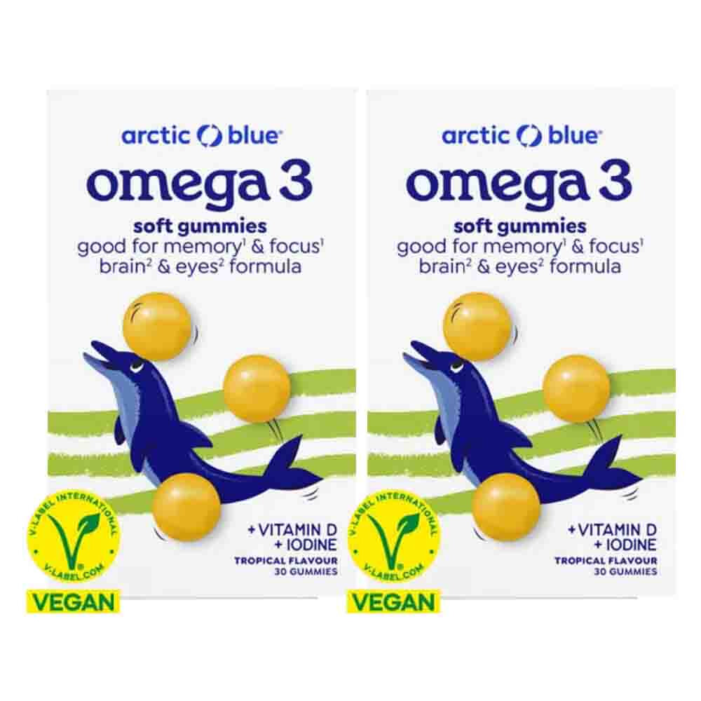 2x Arctic Blue Omega-3 Vitamine D & Iodine Tropical 30 gummies