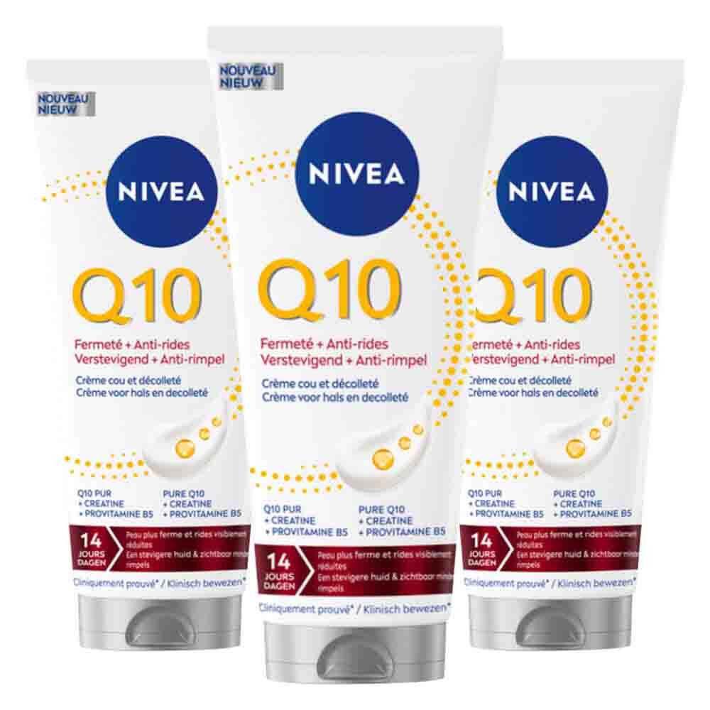 3x NIVEA Anti-rimpel Hals&Decolleté Q10 Crème 200ml