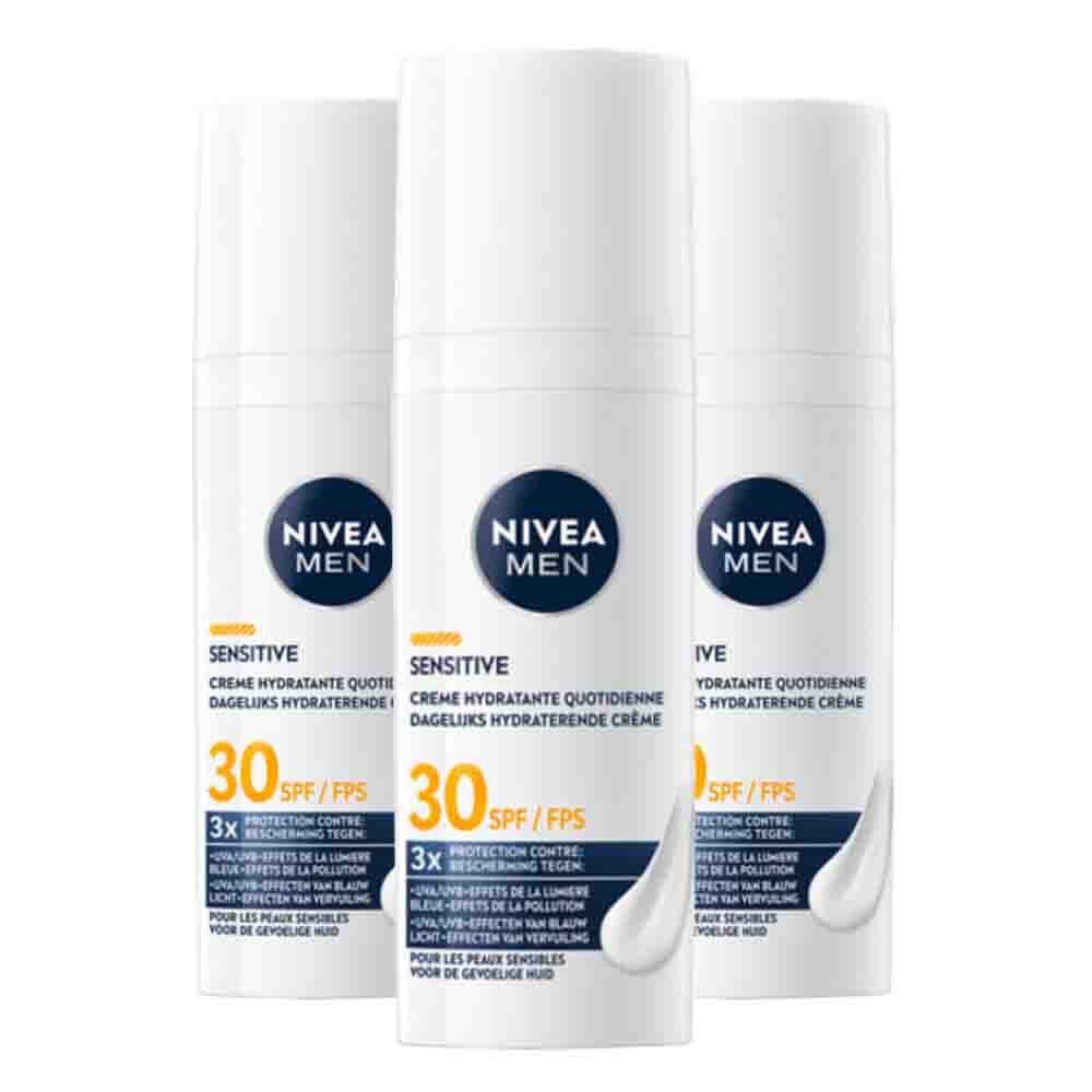 3x NIVEA Men MEN Sensitive Beschermende Hydraterende SPF30 Crème 50ml