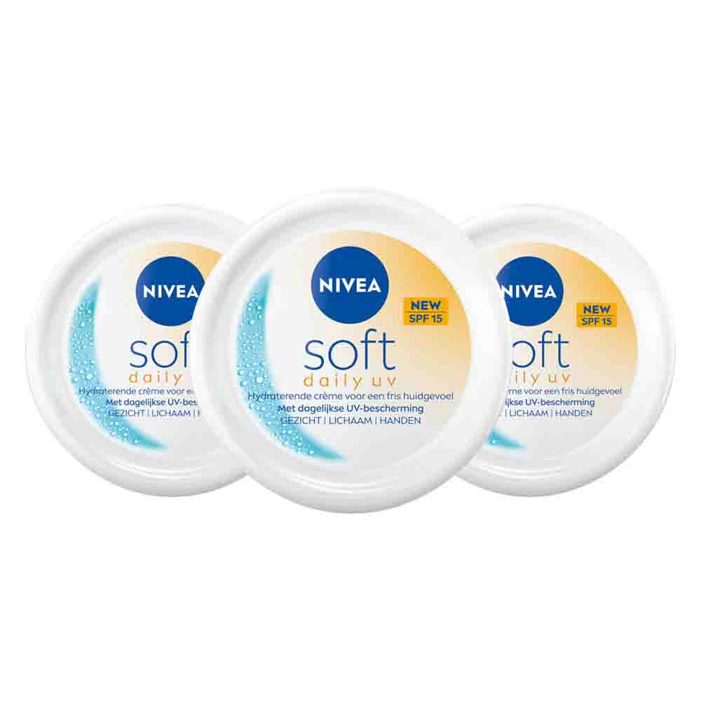 3x NIVEA Soft Daily UV SPF15 200ml