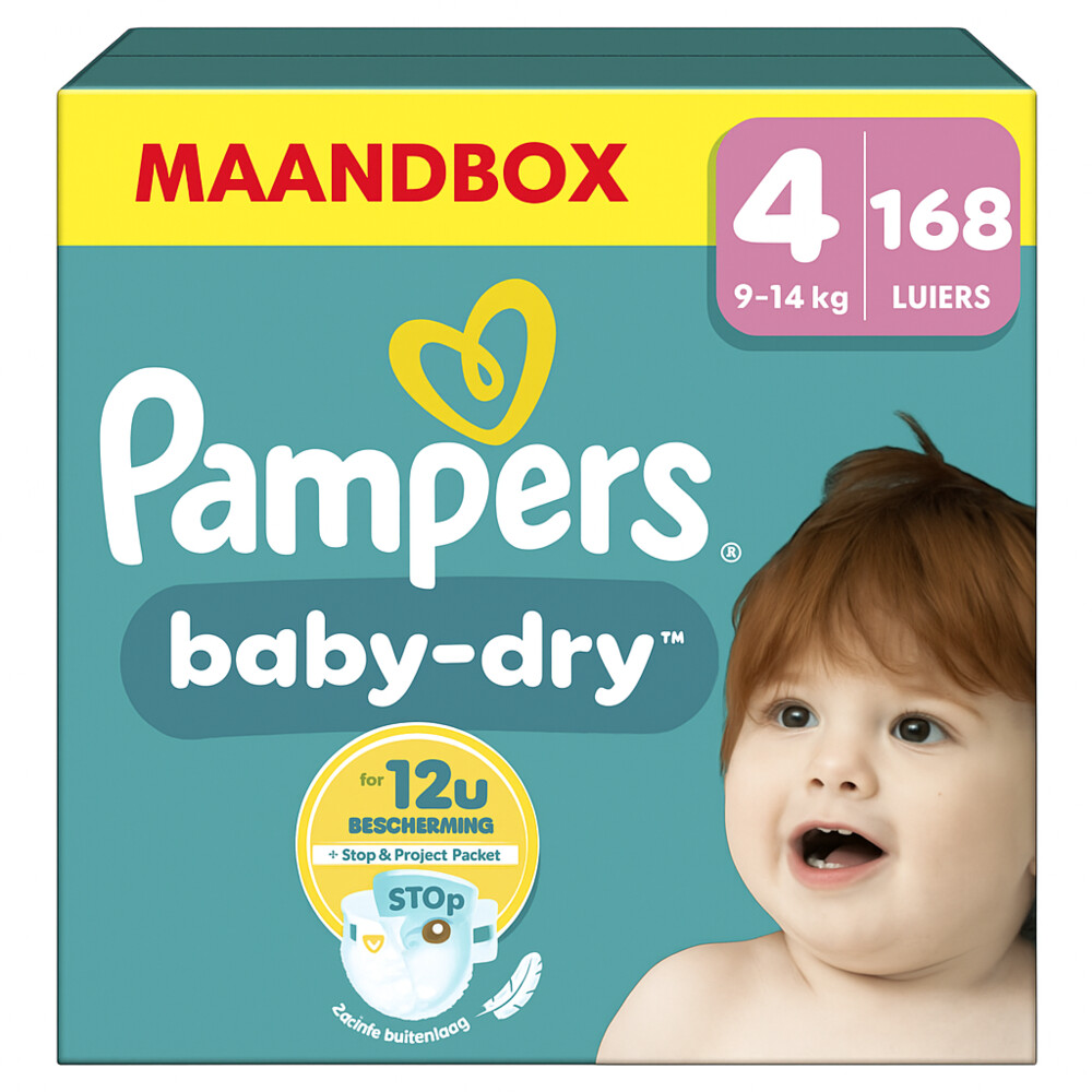 Pampers Baby Dry Luiers Maat 4 (9-14 kg) 168 Stuks