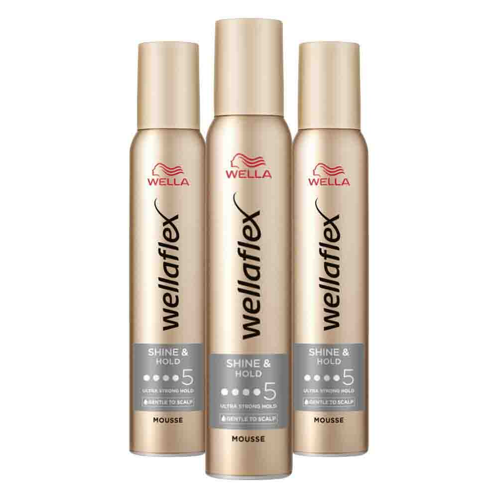 3x Wella Flex Mousse Shine & Hold 200 ml