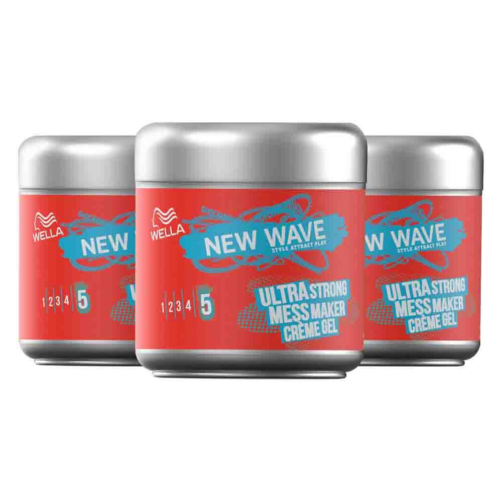 3x Wella New Wave Power Mess Constructor Cream 150 ml