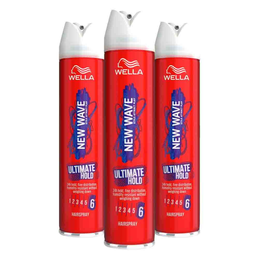 3x Wella New Wave Haarspray Ultimate Hold 400 Ml