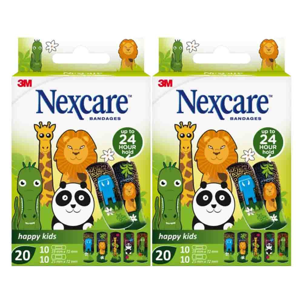 2x Nexcare Pleister Happy Kids Dieren 20 stuks