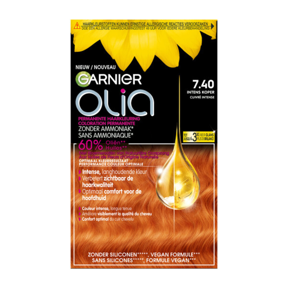 1+1 gratis: Garnier Olia Permanente Haarkleuring 7.40 Intens Koper