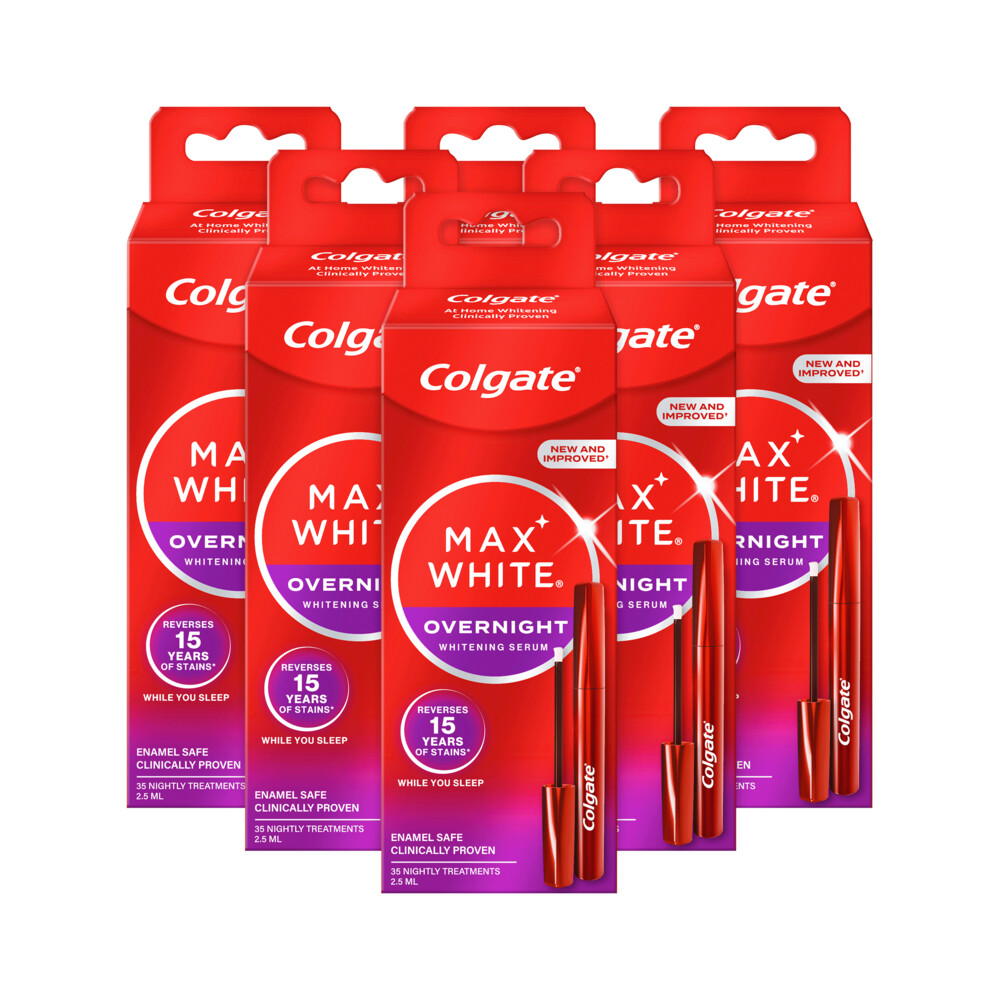 6x Colgate Max White Overnight Tanden Whitening Serum 2,5 ml