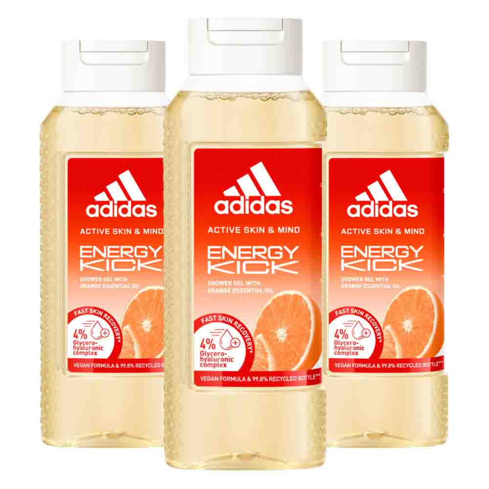 3x Adidas Shower Gel Active Skin&Mind Energy Kick W 250 ml
