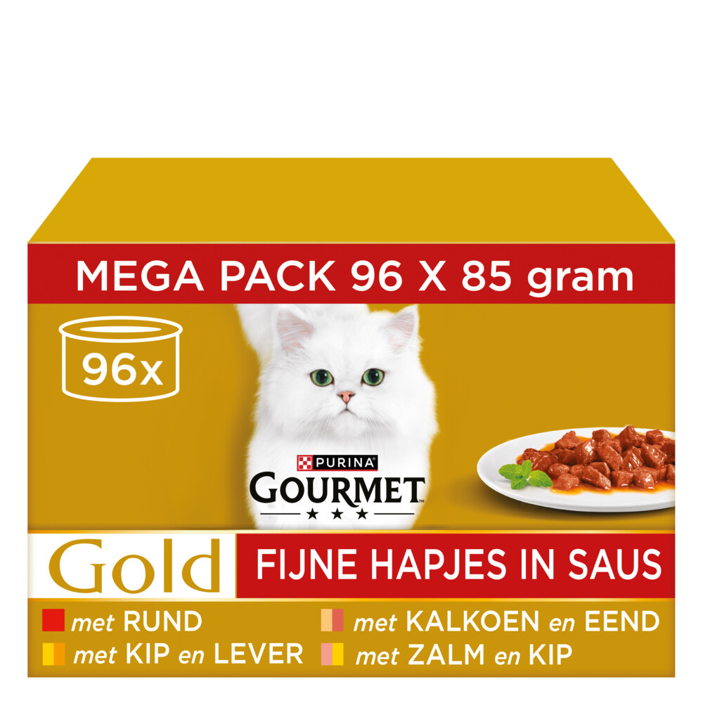 Gourmet Kattenvoer Nat Multipack Gold Fijne Hapjes in Gelei 96 x 85 gr