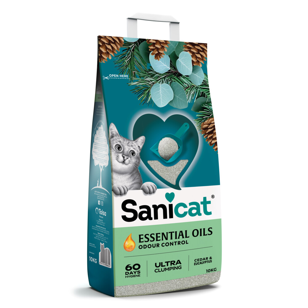 Sanicat Essential Oils Ultra White Kattenbakvulling Cedar&Eucalyptus 10 kg