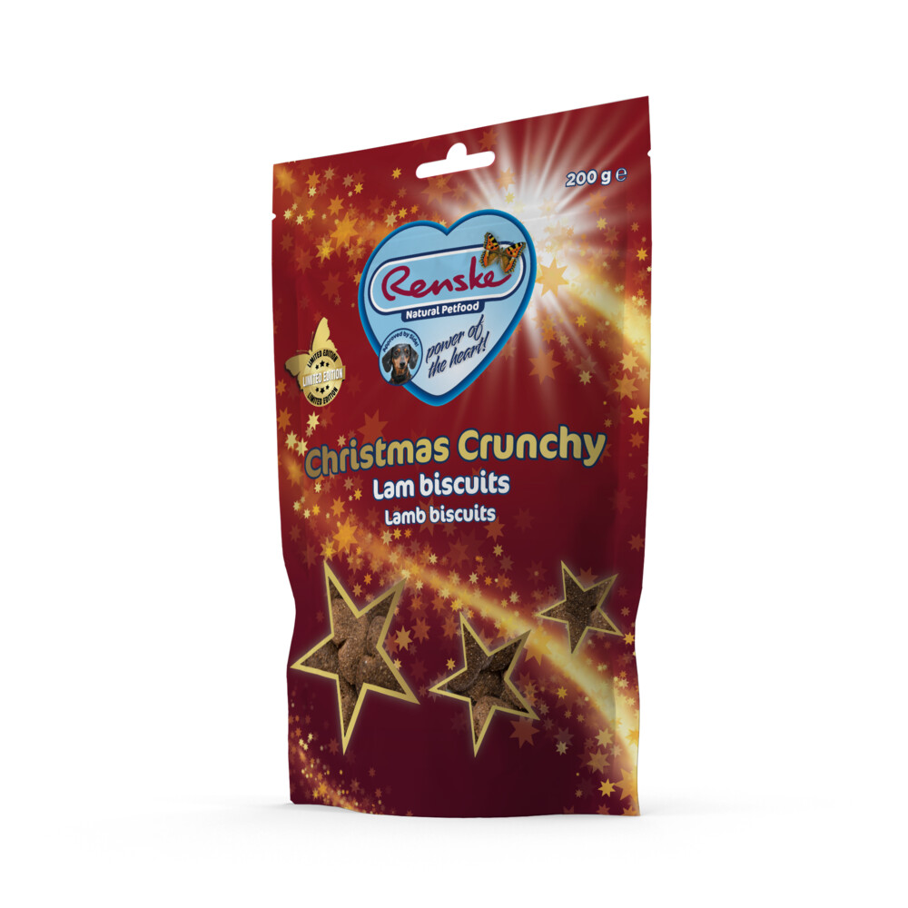 Renske Hondensnack Gezonde Beloning Hond Kerst Crunchy Lam 200 gr