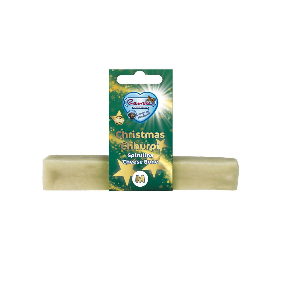Renske 8x  Hondensnack Chhurpi Kerst Kauwkluif M Spirulina Vacht en Huid 48 gr