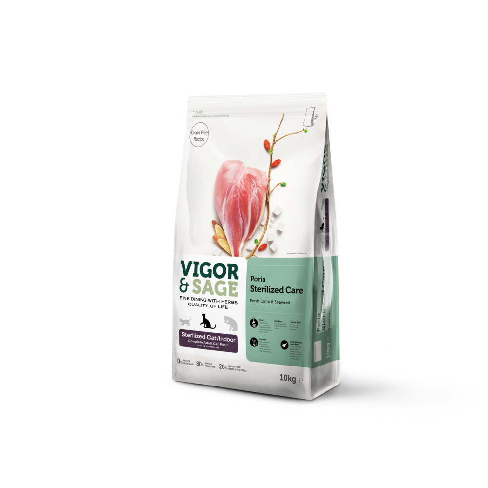 Vigor&Sage Kattenvoer Droog Adult Sterilized Care Poria 10 kg