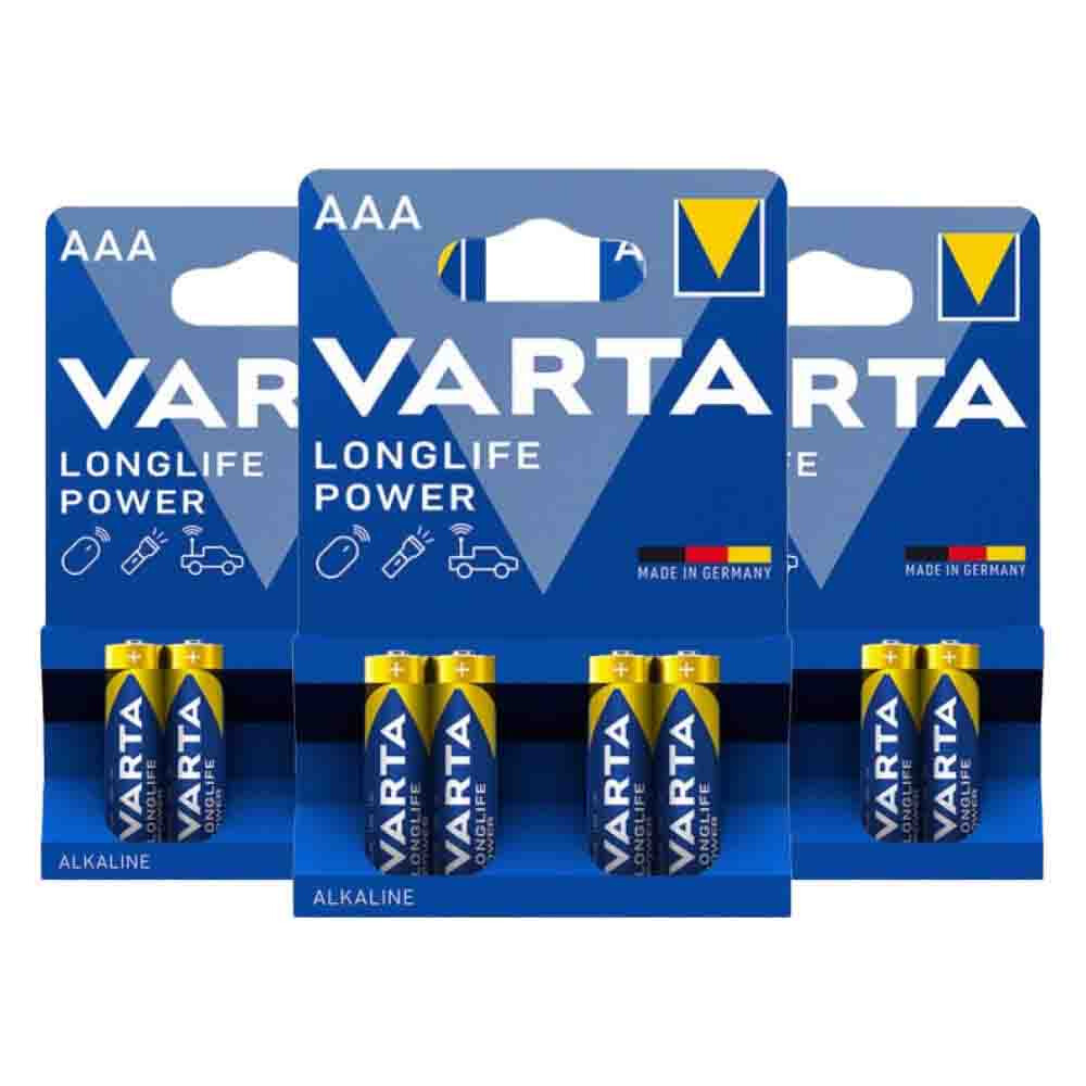 3x Varta Longlife Power Alkaline Batterijen AAA 4 stuks