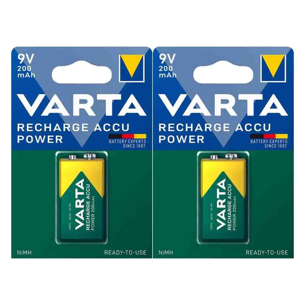 2x Varta Recharge Accu Power Oplaadbare Batterijen 9V 200mAh
