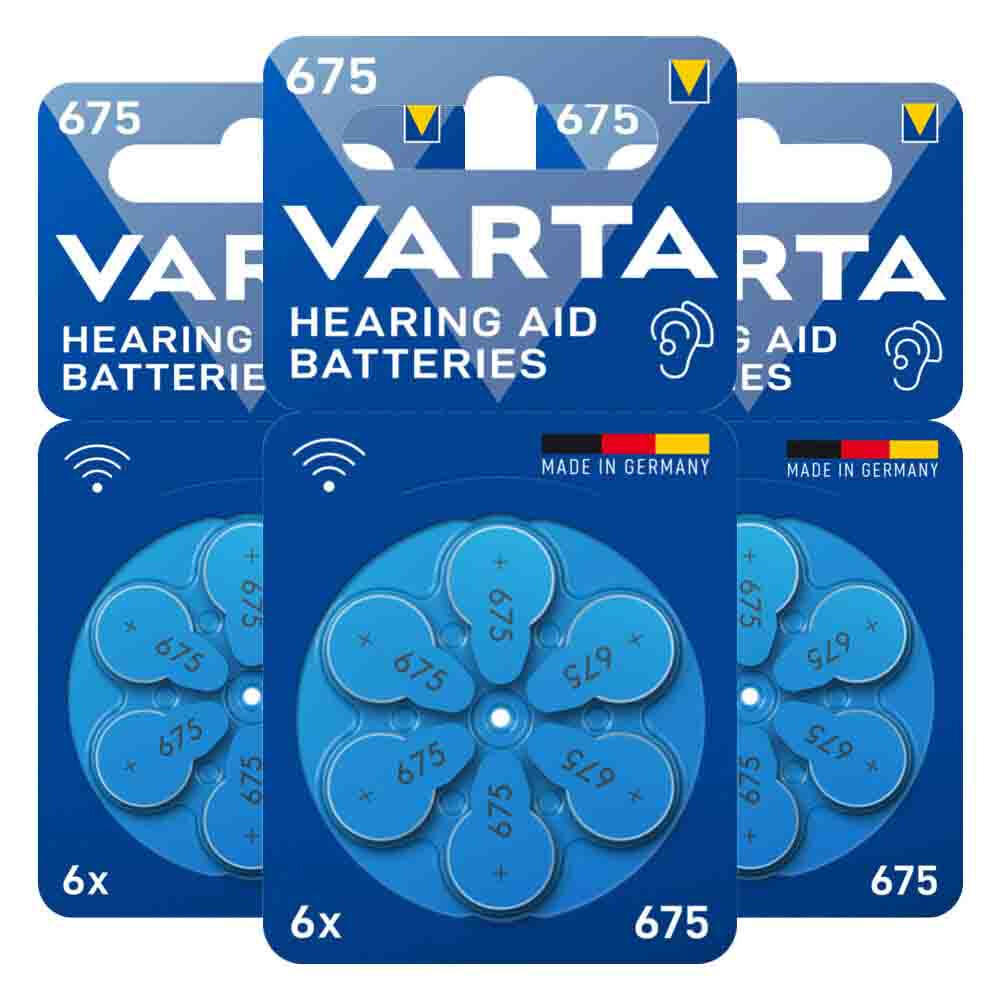 3x Varta Gehoorbatterij Gehoorapparaat 675 Blister 6 Stuks