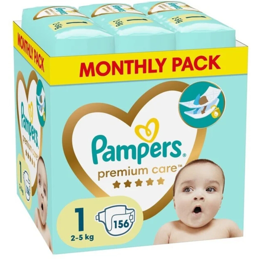 Pampers Premium Care Luiers Maat 1 (2-5 kg) 156 stuks