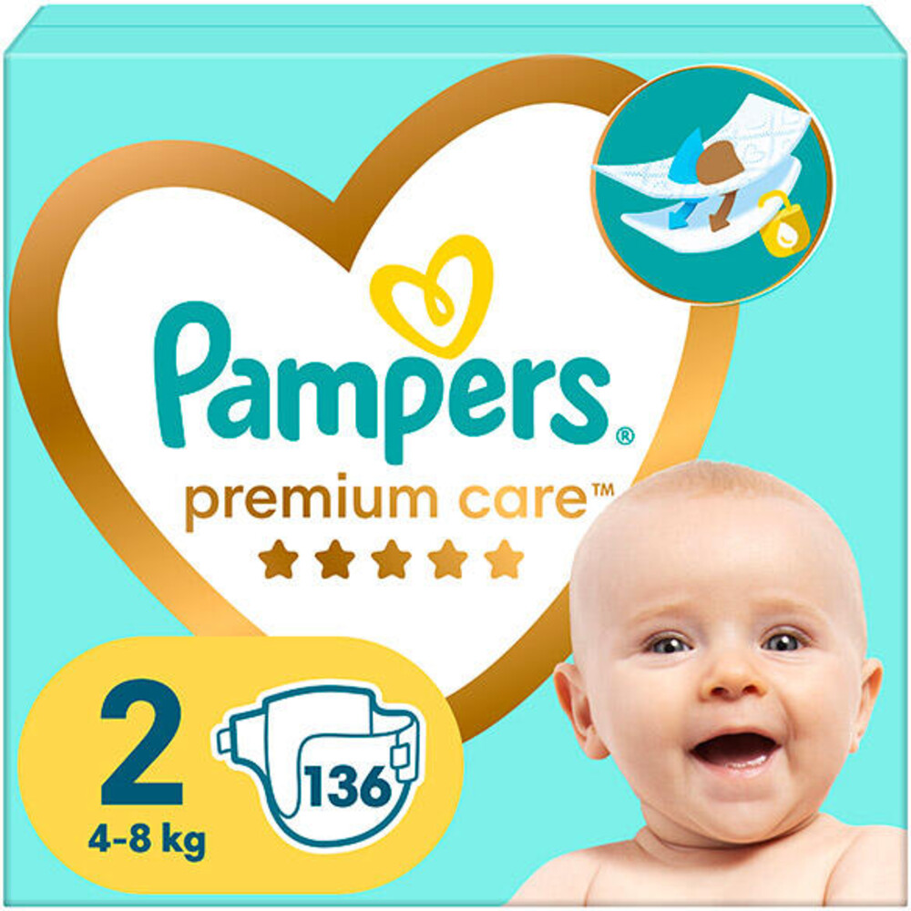 Pampers Premium Care Luiers Maat 2 (4-8 kg) 136 stuks
