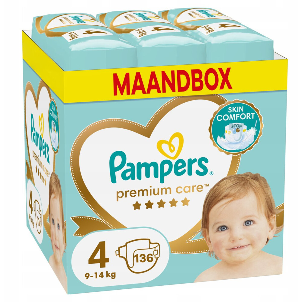 Pampers Premium Care Luiers Maat 4 (9-14 kg) 136 stuks