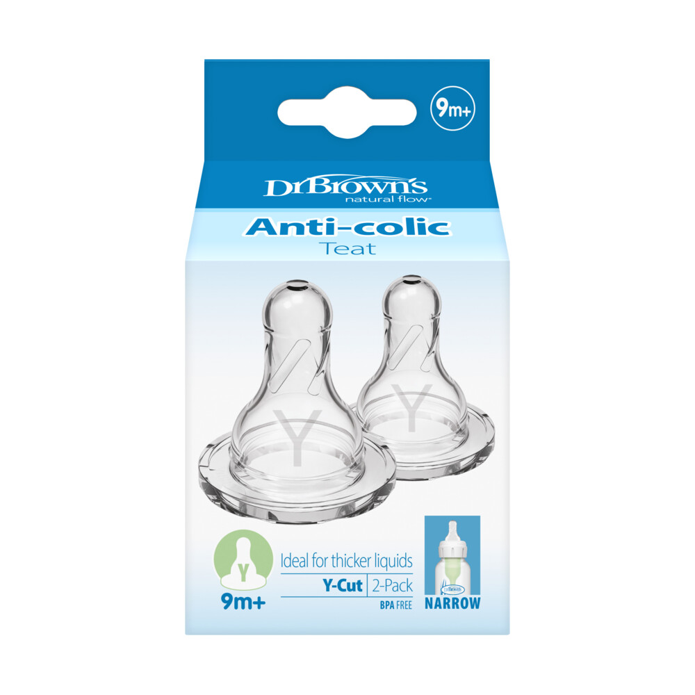 Dr. Browns Flesspeen Y-cut Smalle Halsfles Transparant 2 stuks
