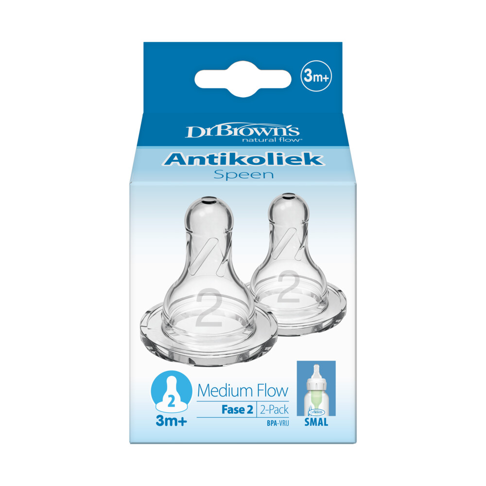 Dr. Browns Speen Fase 2 Smalle Halsfles Transparant 2 stuks