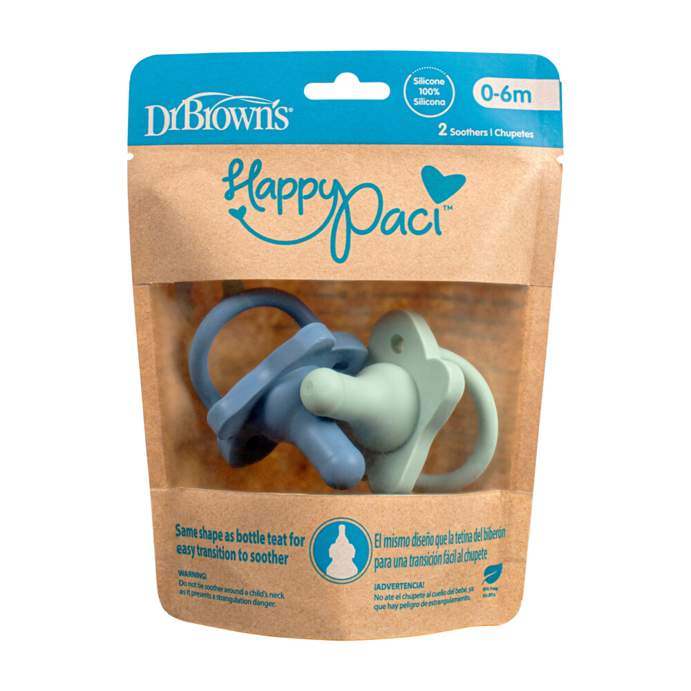 Dr. Browns Fopspeen Siliconen 0-6 mnd Blauw Groen 2 stuks