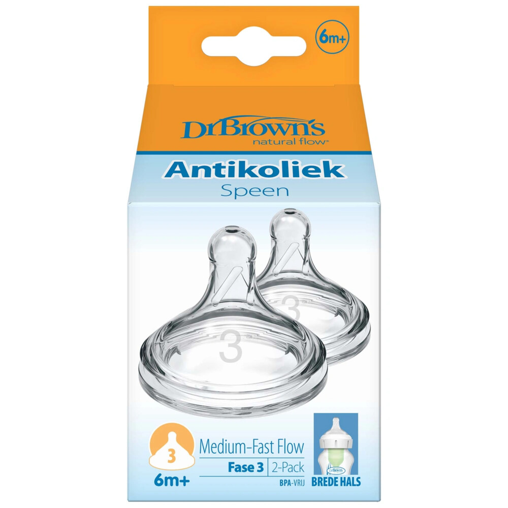 Dr. Browns Options+ Speen Fase 3 Brede Halsfles Transparant 2 stuks