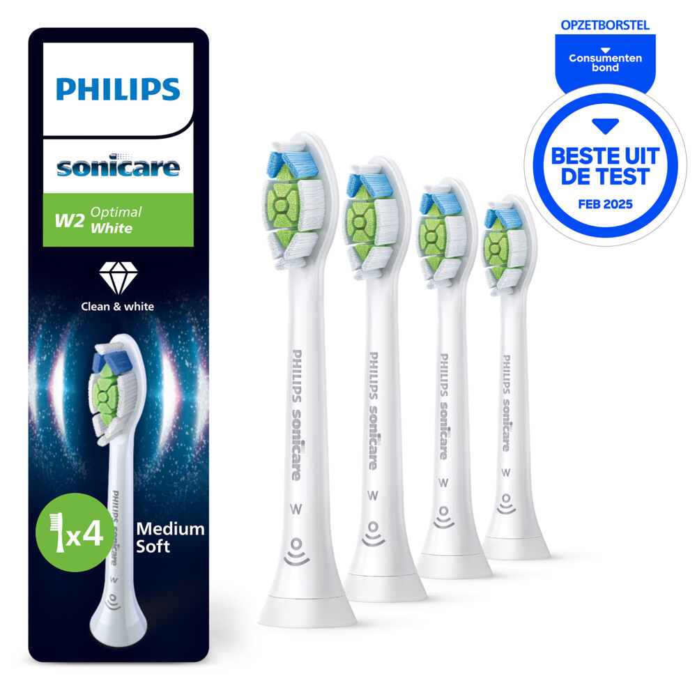 Philips Sonicare Opzetborstels Optimal White W2 Wit 4 stuks