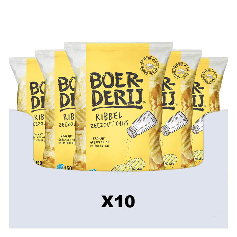 10x Boerderij Chips Zeezout Ribbel 150 gr