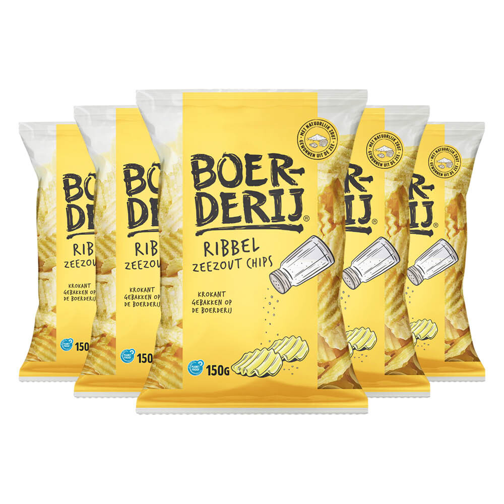 5x Boerderij Chips Zeezout Ribbel 150 gr