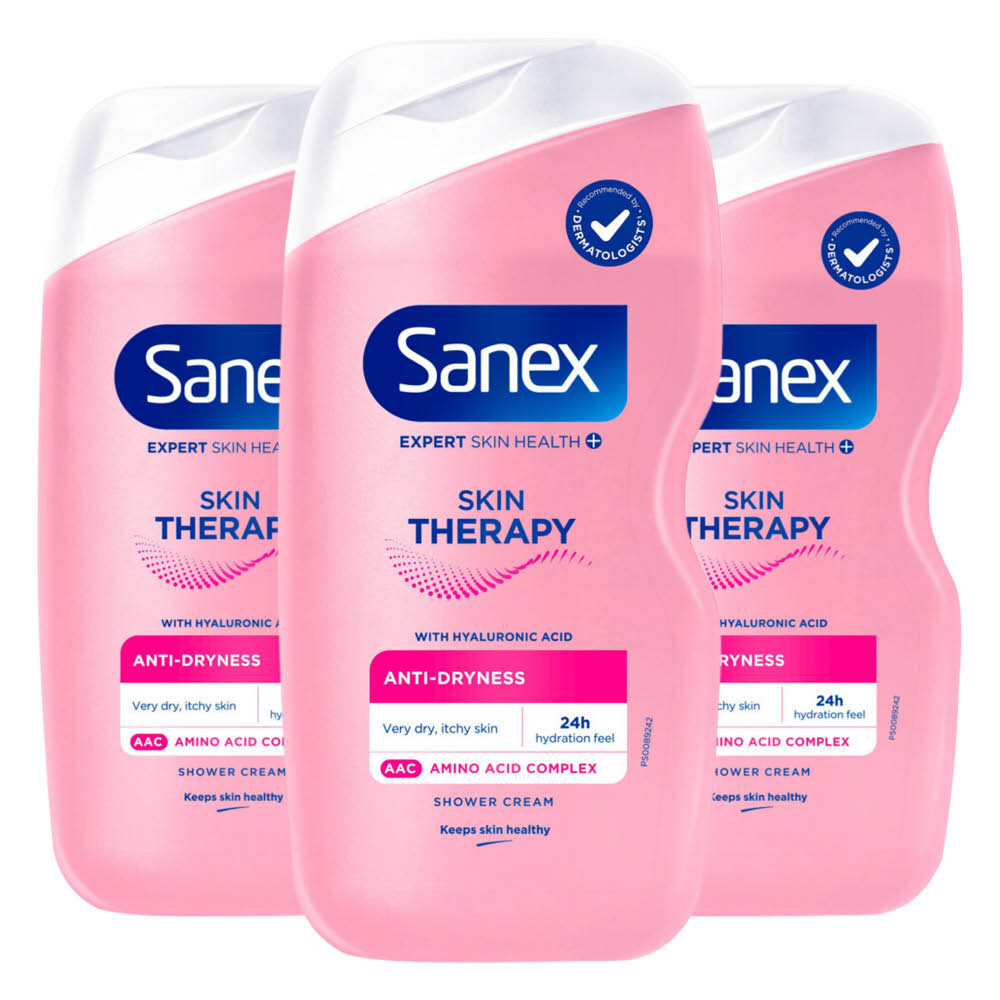 3x Sanex Douchegel Skin Therapy Anti Dryness 450 ml