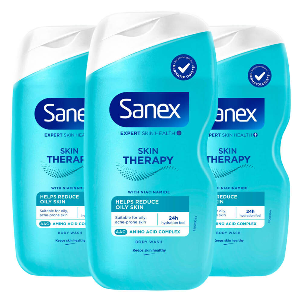 3x Sanex Douchegel Skin Therapy Reduce Imperfections 450 ml