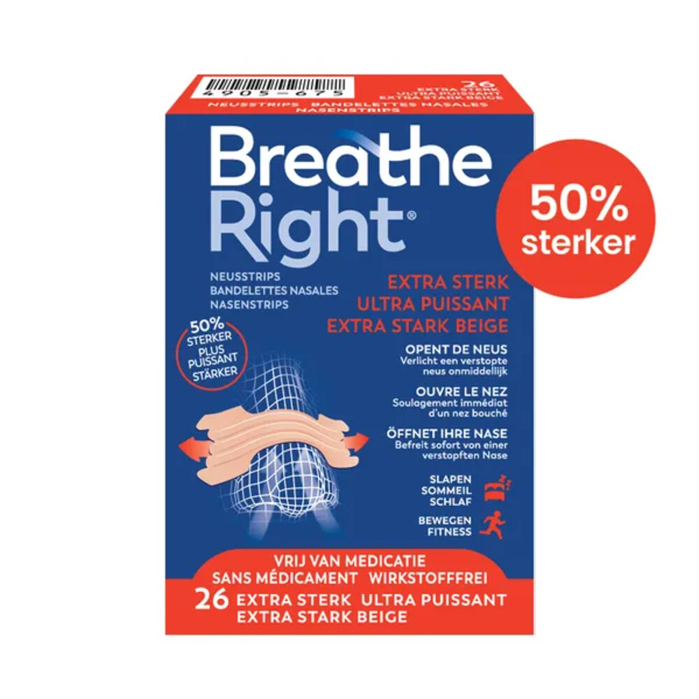 Breathe Right Neusstrips Extra Sterk 26 stuks